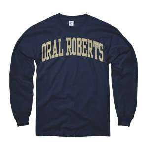 Oral Roberts Golden Eagles Navy Arch Long Sleeve T Shirt  