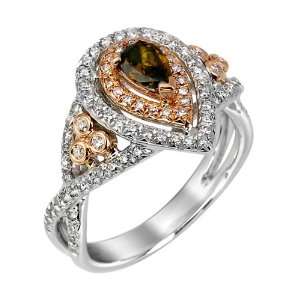  0.83ct. Brown Pear Shape Diamond Engagement Ring in 14k 