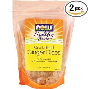  NOW Foods Ginger Dices, Sugar, 1 Pound (Pack of 2) Health 