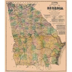  STATE OF GEORGIA (GA) BY J.T. LLOYD 1864 MAP