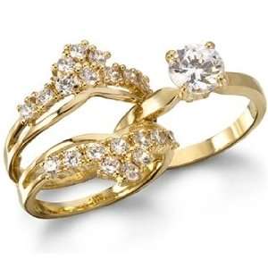    Glorias Faux Gold Imitation Diamond Wedding Ring Set   10 Jewelry