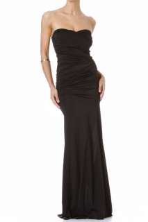 NEW WOMEN BLACK STRAPLESS GOWN Grecian Wrap Full Length Flowing Dress 