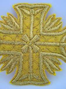 Rare Gold Bullion Vestment Patch Cross Applique 3  