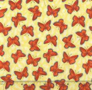 Red Butterflies Yellow Winged Dreams Fabric CLOTHWORKS  