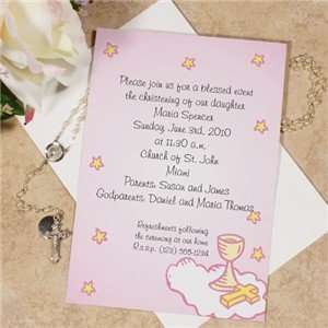Personalized Baptism Invitations   Pink (Sets of 24)