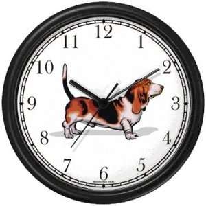 Basset Hound Dog Wall Clock by WatchBuddy Timepieces (Slate Blue Frame 