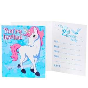  Unicorn 2nd Birthday Invitations (8) Party Supplies Toys & Games