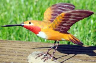 RUFOUS HUMMINGBIRD HAND WOOD CARVING BIRD SCULPTURE NEW  