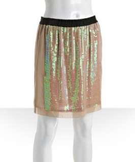 BCBGMAXAZRIA pumice silk chiffon sequin skirt  