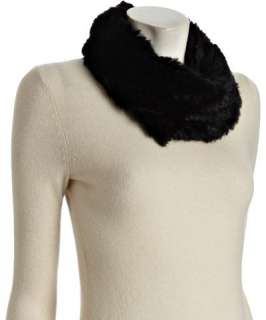 Adrienne Landau black rabbit fur knitted loop scarf
