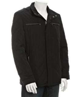 Cole Haan black quilted poly zip pocket jacket  