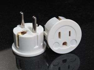 American to European Grounded Schuko Outlet Plug Adapter German France 