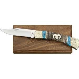   110 Lockback Knife with Custom Mammoth Tooth & Blue Turquoise Handles