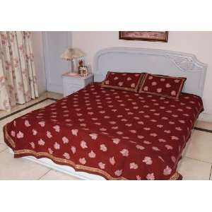  Ethnic Design Hand Block Floral Print Bed Spread Bed Sheet 