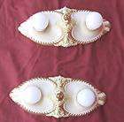   ART NOUVEAU PAIR OF 2 LIGHT FLUSH MOUNT CHANDELIERS MO​E BRIDGES