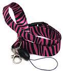 Lanyard key strap ID Holder Black and Pink Zebra