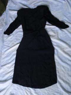 1940’s WW2 VINTAGE WOMAN BLACK SILK NIGHT GOWN DRESS