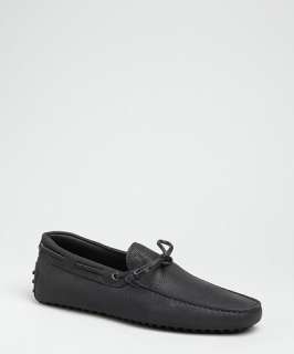 Tods navy pebbled leather New Gommini driving loafers
