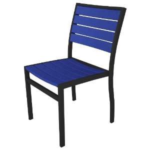  Polywood Euro Side Chair in Black / Pacific Blue
