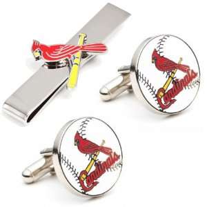   Cardinals Baseball MLB Cufflinks with Matching Tie Bar Everything