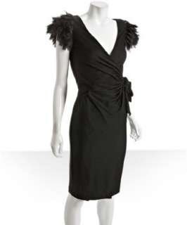 Diane Von Furstenberg black wool Beulah embellished shoulder wrap 