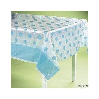 Plastic Blue Polka Dot Baby Shower Tablecloth