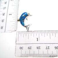 Blue Created OPAL Sterling Silver Dolphin Pendant  