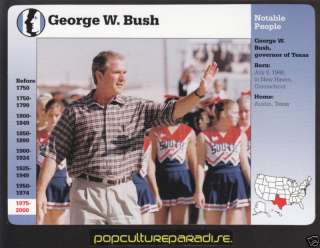 PRESIDENT GEORGE W. BUSH PICTURE HISTORY BIOGRAPHY CARD  