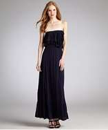 Bags navy jersey ruffle top strapless maxi dress style# 318790901