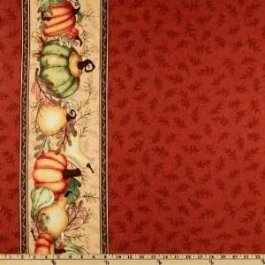  5860 Wide Harvest Market Double Border Rust/Red Fabric 