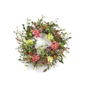  Pack of 2 Coral Blossom Artificial Pear, Hydrangea & Berry 