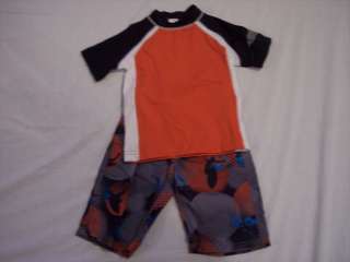 NWT Boys Gymboree Shark rashguard swim shirt & shorts trunks ~ 4 