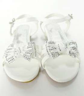   Low Heels Bow Rhinestones Sandals White / Comfort Girls Toddler Shoes