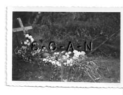 WWII German RP  Military Cemetery  Grave  Helmet  Cross  Flowers 