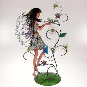   Fairy Jewelry Holder Display Stand Blue All Metal 14H