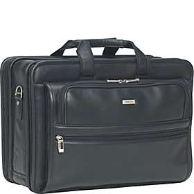 Wide Body Leather 15.6 Laptop Brief Black