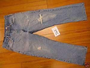 Used levi blue 517 boot cut 34x30 destroyed jeans J62  