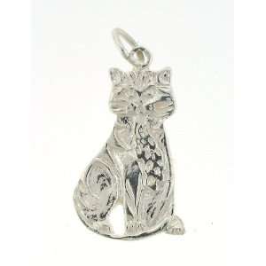  Sterling Silver 20 Figaro Chain Necklace with Charm Cat Jewelry