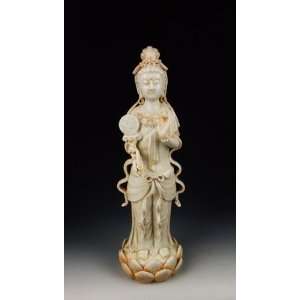  one Qingbai Glaze Porcelain Kuanyin Buddha Statue, Chinese 