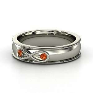 Infinite Love Ring, 14K White Gold Ring with Fire Opal