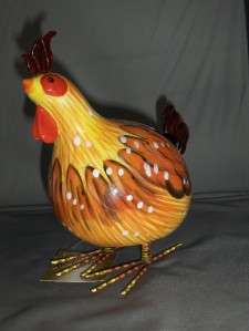 Ceramic Rooster on Spring Legs yellow orange red NEW  