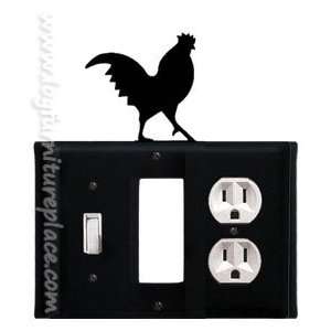  Wrought Iron Rooster Triple Switch/GFI/Outlet Cover