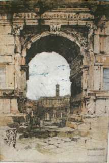 Luigi Kasimir Rome Arch of Titus Signed Etching 1920s  