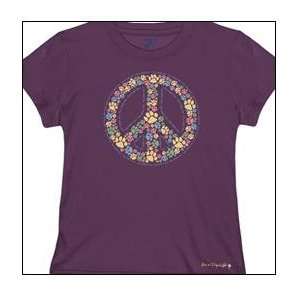 Designer Ladies Cotton T Shirt   Garment Dyed Paws for Peace T Shirt 
