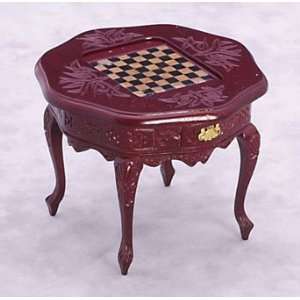  Dollhouse Miniature Mahogany Inlaid Game Table Everything 