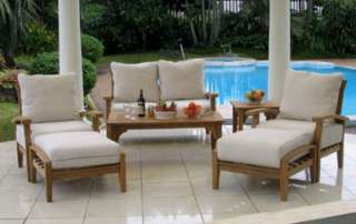 New 7 Pc Teak Wood Outdoor Patio Seating Set Garden Furniture  