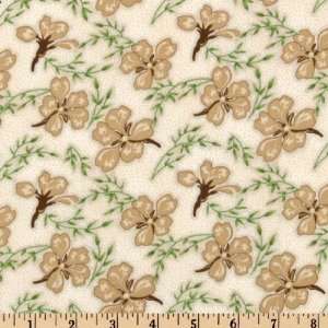  44 Wide Charlotte Dogwood Flowers Beige Fabric By The 