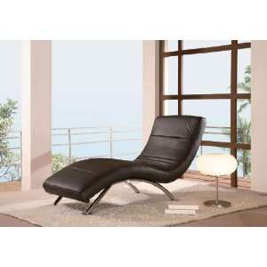    Global Furniture Modern Black Leather Chaise