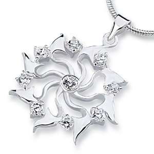 Christmas Pendant Necklaces Cyclone Like Snowflake 925 Sterling Silver 