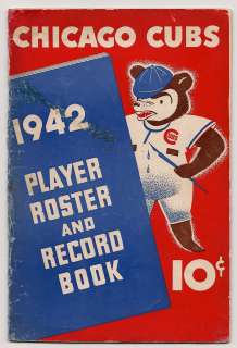 1942 Chicago Cub Player Roster & Record Book  